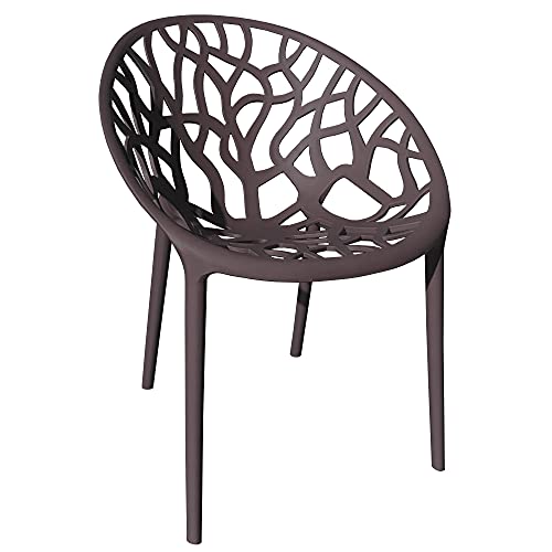 TRISENS Gartenstuhl Kunststoff Stapelstuhl Bistrostuhl Küchenstuhl Stuhl Stapelbar, Farbe:Braun, Menge:1 St. von Trisens