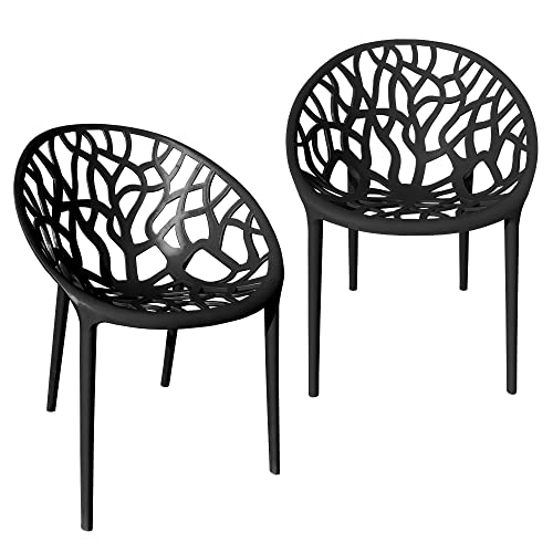 TRISENS Gartenstuhl Kunststoff Stapelstuhl Bistrostuhl Küchenstuhl Stuhl Stapelbar, Farbe:Schwarz, Menge:2 St. von Trisens