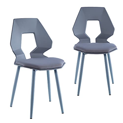 Trisens 2er 4er Set Design Stühle Esszimmerstühle Küchenstühle Wohnzimmerstuhl Bürostuhl Kunststoff, Farbe:Grau/Grau, Menge:2 St. von Trisens