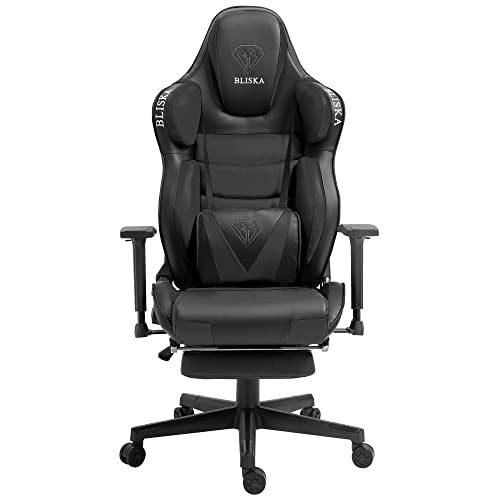 Trisens Gaming Stuhl Chair Racing Chefsessel mit Sportsitz und ergonomsichen 4D-Armlehnen, Farbe:Schwarz von Trisens