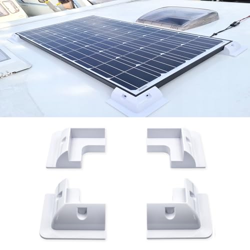 Trisinger Solarmodulhalterung Masthalterung für Wohnwagen, Wohnmobile, Boote und jede flache Oberfläche Weiß 4 Stück von Trisinger