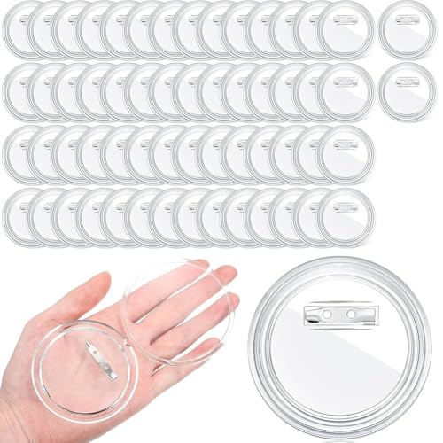 Trisoye 60 Stück 3 Transparente Button-Pins zum Basteln, DIY-Foto-Buttons, Acryl-Button-Pin, Blanke Button-Pins, Großpackung von Trisoye