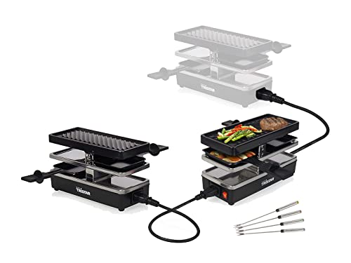 4 Personen RACLETTE mit Parkdeck & Tepan Gabeln, Grillfläche 2x 23,8x 10,4cm, erweiterbar bis zu 3 Geräte, 800 Watt von Tristar