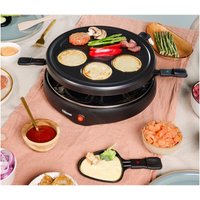 Raclette für 6 Personen Tischgrill, Grillplatte Ø29cm, 3 Crêpeflächen 800 Watt von Tristar