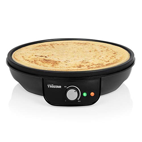 Tristar Crêpe Maker mit 30 cm Ø – antihaftbeschichtet, regelbare Heizstufe, für Pfannkuchen und Crêpes, 0,8 Meter Kabelzuleitung, 1000 Watt, BP-2637 von Tristar