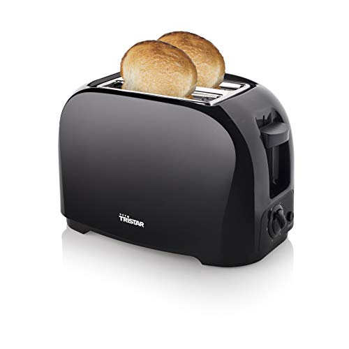 Tristar BR-1025 Toaster - 6 einstellbare Bräunungsstufen mit Brötchenaufsatz - herausnehmbares Krümmelfach, Schwarz von Tristar