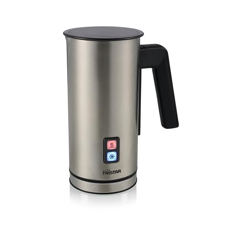 Tristar Elektrischer Milchaufschäumer, kalter und warmer Milchschaum, für 150 ml Milchschaum oder 300 ml erhitzte Milch, Edelstahl, MK-2277 von Tristar