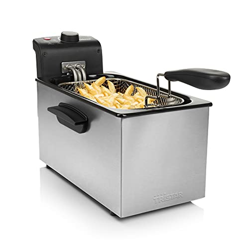 Tristar Fritteuse, 3L Kapazität, 2000W, Einstellbarer Thermostat (130-190°C), Überhitzungsschutz, Spülmaschinenfeste Teile, Leicht zu Reinigen, FR-6946 von Tristar