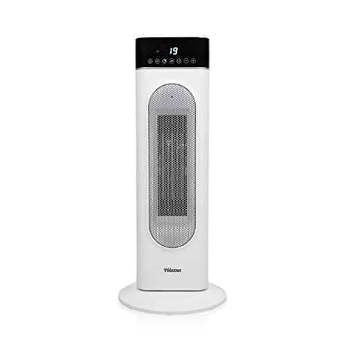 Tristar Keramik-Turmheizlüfter KA-5098 – 24 h Timer – Oszillation – einstellbarem Thermostat – 3 Positionen (2 Heiz- und 1 Kühlposition) und Kippschutz – 2000 W, Weiß von Tristar