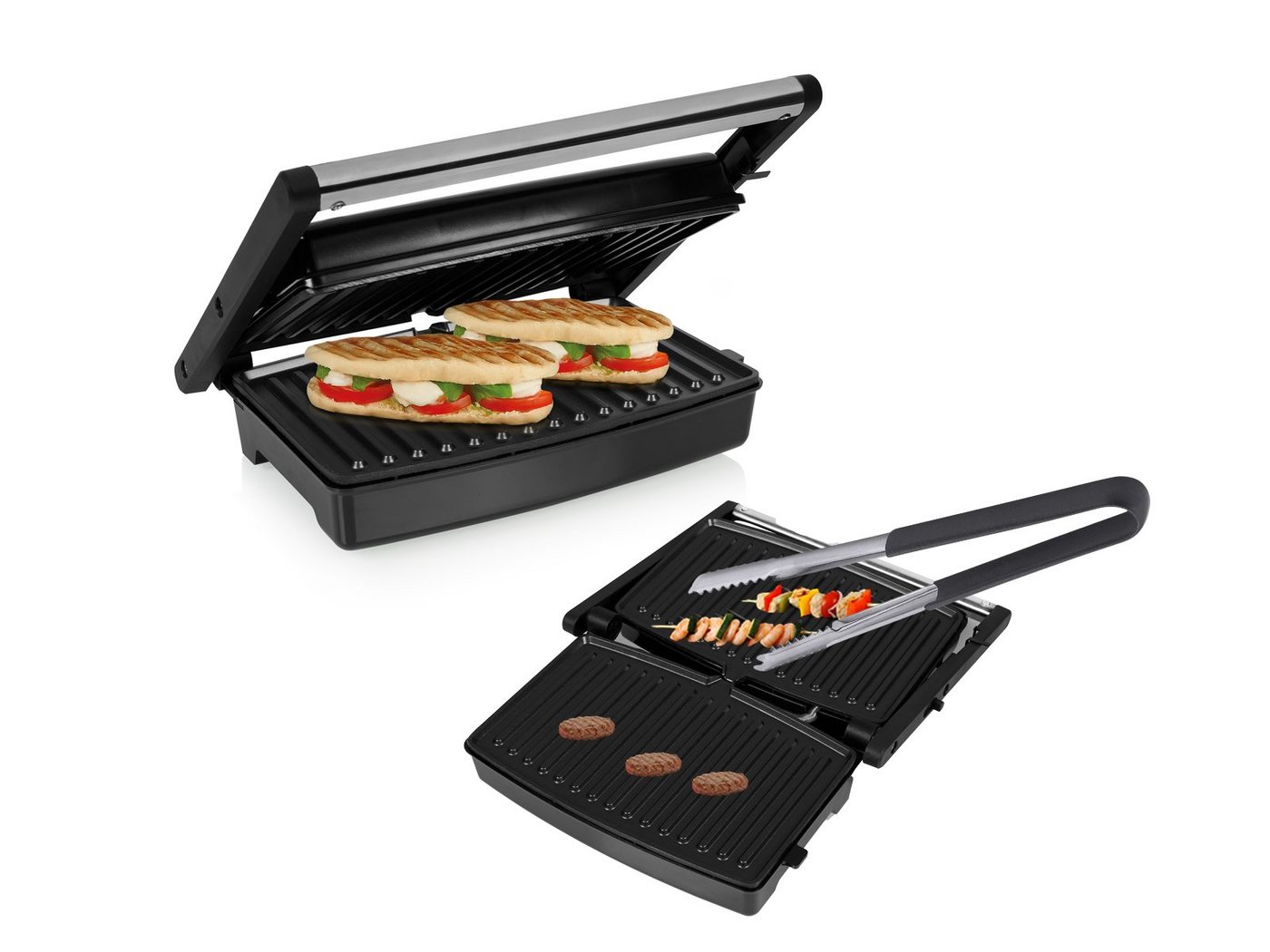 Setpoint Kontaktgrill, 1500 W, Elektro Low fat Indoorgrill Panini Multigrill BBQ Snackmaker 27x18cm von Setpoint