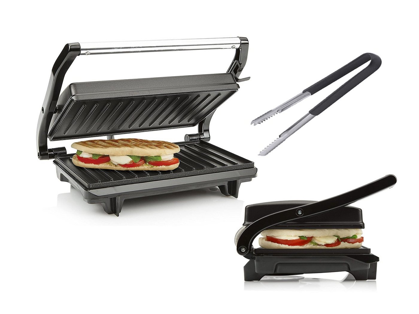 Setpoint Kontaktgrill, 700 W, mit Grillzange Elektro Panini Multigrill Snackmaker Tischgrill von Setpoint