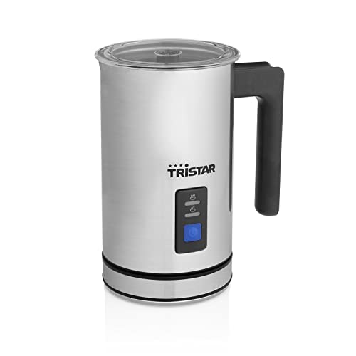 Tristar MK-2276 Milchaufschäumer, Warm- und Kaltfunktion, für Cappuccino/ Latte Macchiato/ Espresso/Caffè Latte und Hot Chocolate, 360° Drehbar, 500 Watt Leistung, Silber von Tristar