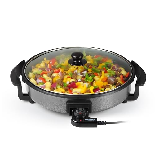 Tristar PZ-2964 Multifunktionspfanne/Pizza- und Grillpfanne mit 5 einstellbaren Temperatureinstellungen – 40 cm Durchmesser – Antihaftbeschichtet, Schwarz von Tristar