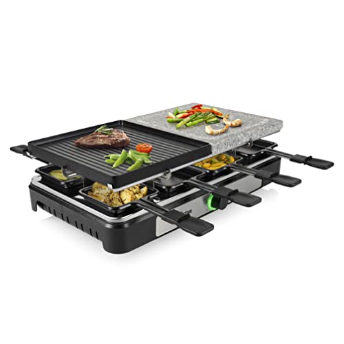 Tristar RA-2747 Raclette Antihaftbeschichtung, Kontrollleuchte, Grillfunktion Schwarz, Stein von Tristar