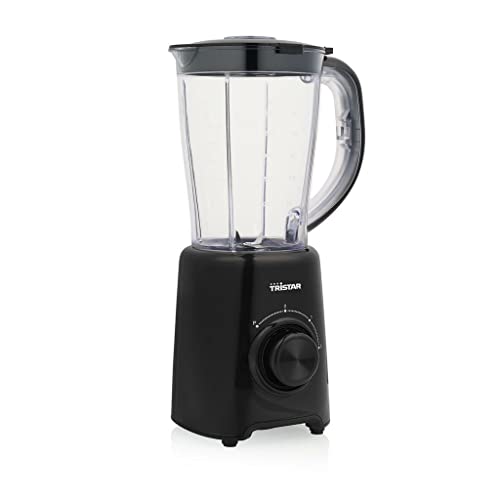 Tristar Standmixer – 1,5 Liter Krug, 500 Watt, 4 Edelstahlklingen, 2 Geschwindigkeitsstufen, Impuls-Funktion, BL-4476, Matt Schwarz von Tristar