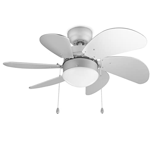 Tristar VE-5810 Deckenventilator mit Licht (E27 Fassung) und Kordelzug; 76 cm ø; 3 einstellbaren Leistungsstufen; 50 Watt Leistung; Weiß von Tristar