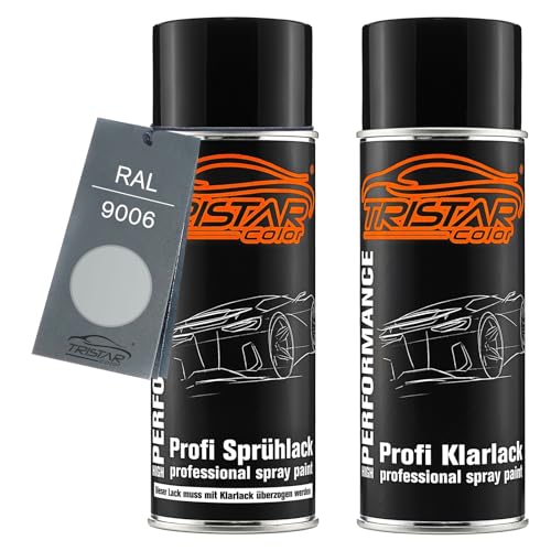 TRISTARcolor RAL 9006 Weissaluminium Metallic Spraydose inkl. Klarlack matt je 400ml von TRISTARcolor