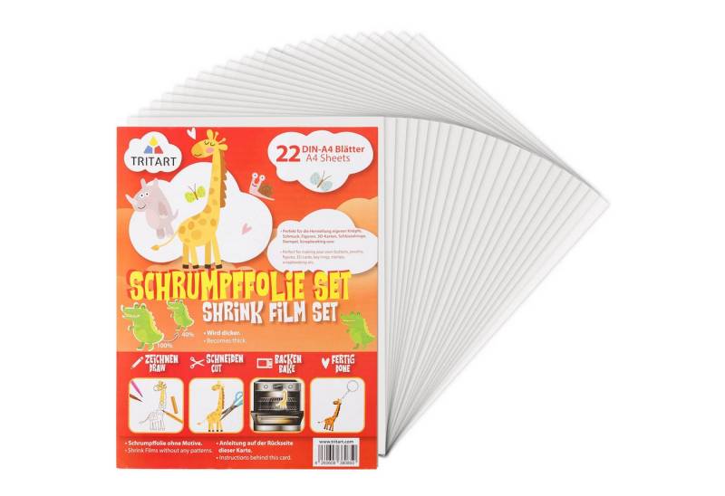 Tritart Streudeko Shrink Wrap for Crafts: Transparent, Printable, A4 - Kids & Adults, (1-tlg) von Tritart