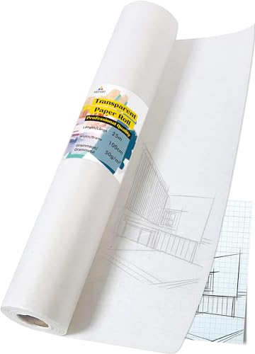 Tritart Transparentpapier Rolle 100cm x 25m 50g/m - Schnittmusterpapier Pergamentpapier Pauspapier - Abpauspapier Tracing Paper - Durchsichtiges Papier von Tritart