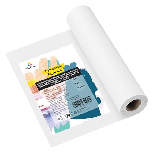 Tritart Transparentpapier Rolle - Pauspapier 50m x 30cm - Schnittmusterpapier 50g/m² - Abpauspapier weiß transparent - Malpapier Rolle - Tracing Paper Architektenpapier - Papier Rolle Tritart Transparentpapier Rolle - Pauspapier 50m x 30cm - Schnittmusterpapier 50g/m² - Abpauspapier weiß transparent - Malpapier Rolle - Tracing Paper Architektenpapier - Papier Rolle von Tritart