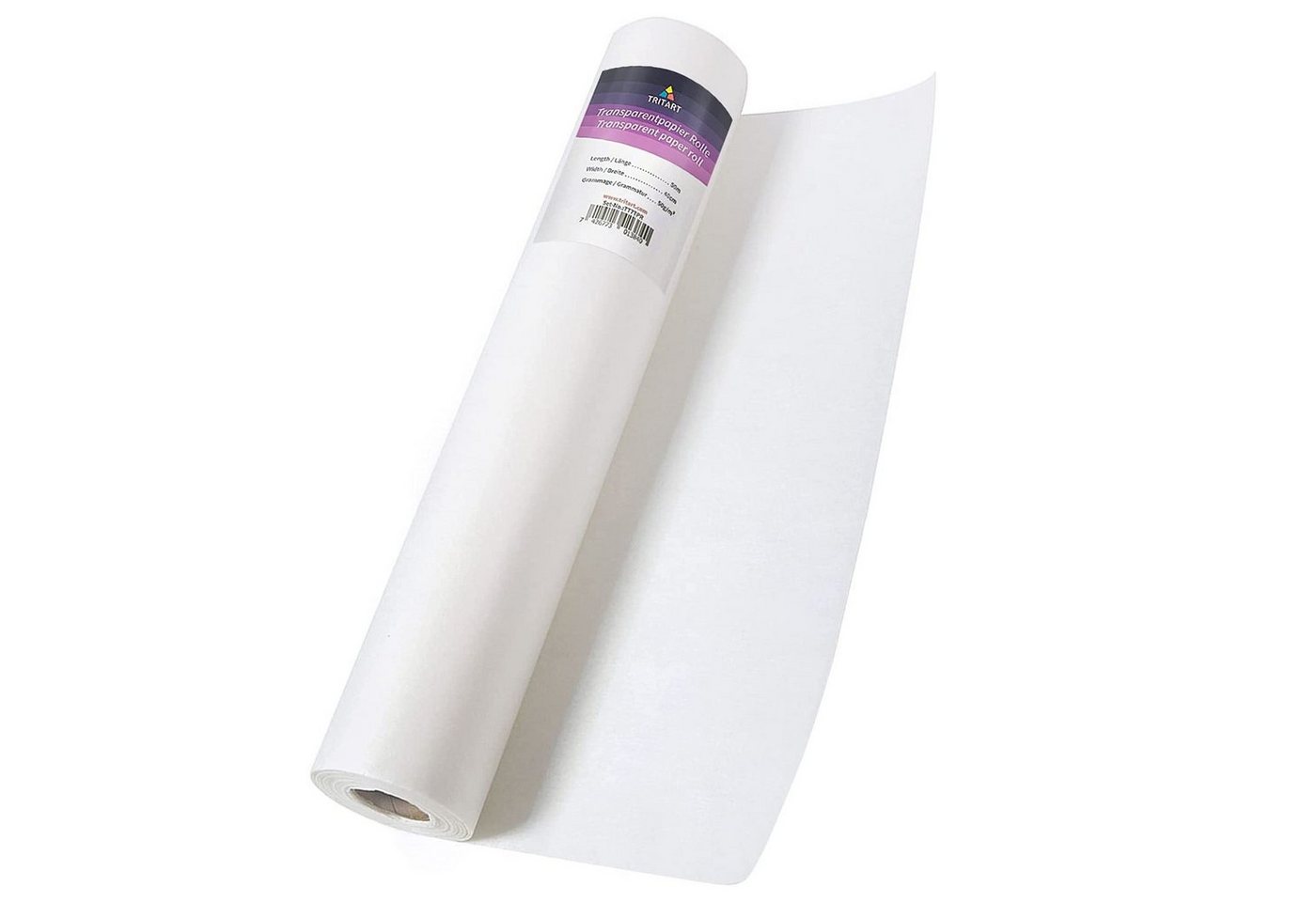 Tritart Transparentpapier Transparentes Papierrolle 40cm x 50m - 50g/m² für kreative Projekte, Transparentpapierrolle 40cm x 50m 50g/m von Tritart