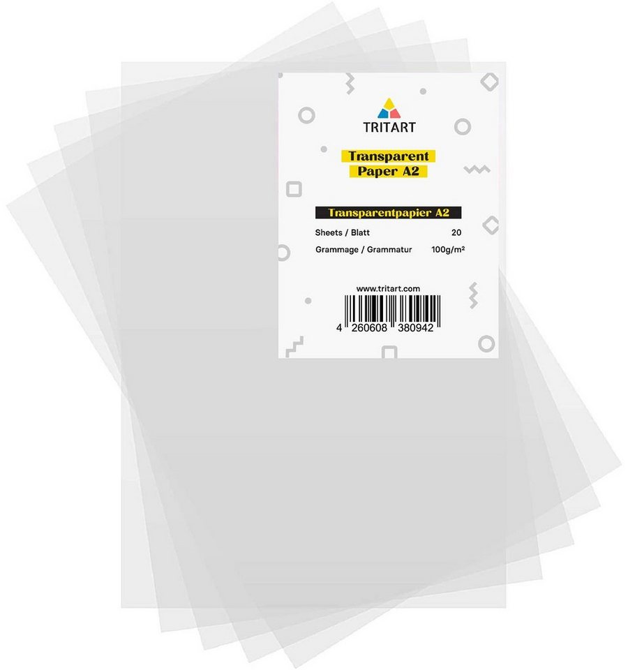 Tritart Transparentpapier Tritart Transparentpapier Weiß DIN A4, 300 Blatt 100g/qm, Bedruckbar von Tritart