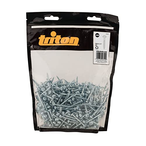 Triton 494580 Verzinkte Taschenlochschrauben mit Scheibenkopf und Grobgewinde 8 x 1 4 Zoll, 500er-Pack, silber von Triton