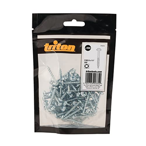 Triton 818419 Verzinkte Taschenlochschrauben mit Scheibenkopf und Grobgewinde 8 x 1 1/2 Zoll, 100er-Pckg, Multicolour, 8 x 1-1/2-inch, 100 Stück von Triton