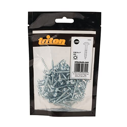 Triton 948950 Verzinkte Taschenlochschrauben mit Scheibenkopf und Grobgewinde 8 x 1 Zoll, 100er-Pack, silber von Triton