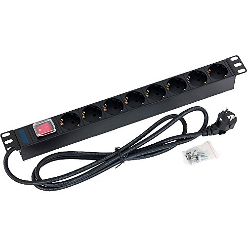 Triton RAB-PD-X04-A1 48,26 cm (19 Zoll) Steckdosenleiste 8-Fach mit Schalter/Kontrollampe, max. 16A schwarz von Triton