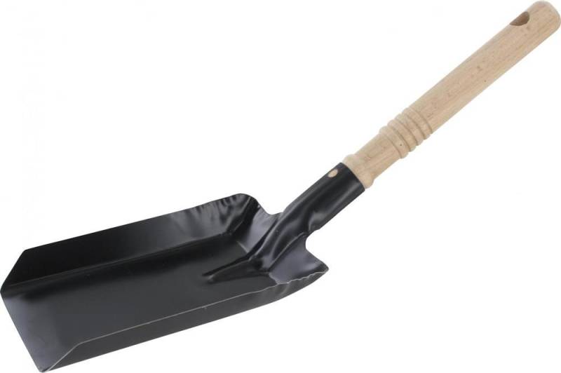 Triuso Ascheschaufel Kohlenschaufel 11x18cm schwarz 0,75mm robust mit Holzheft, mit schwarzem Metallblatt und Holzgriff von Triuso