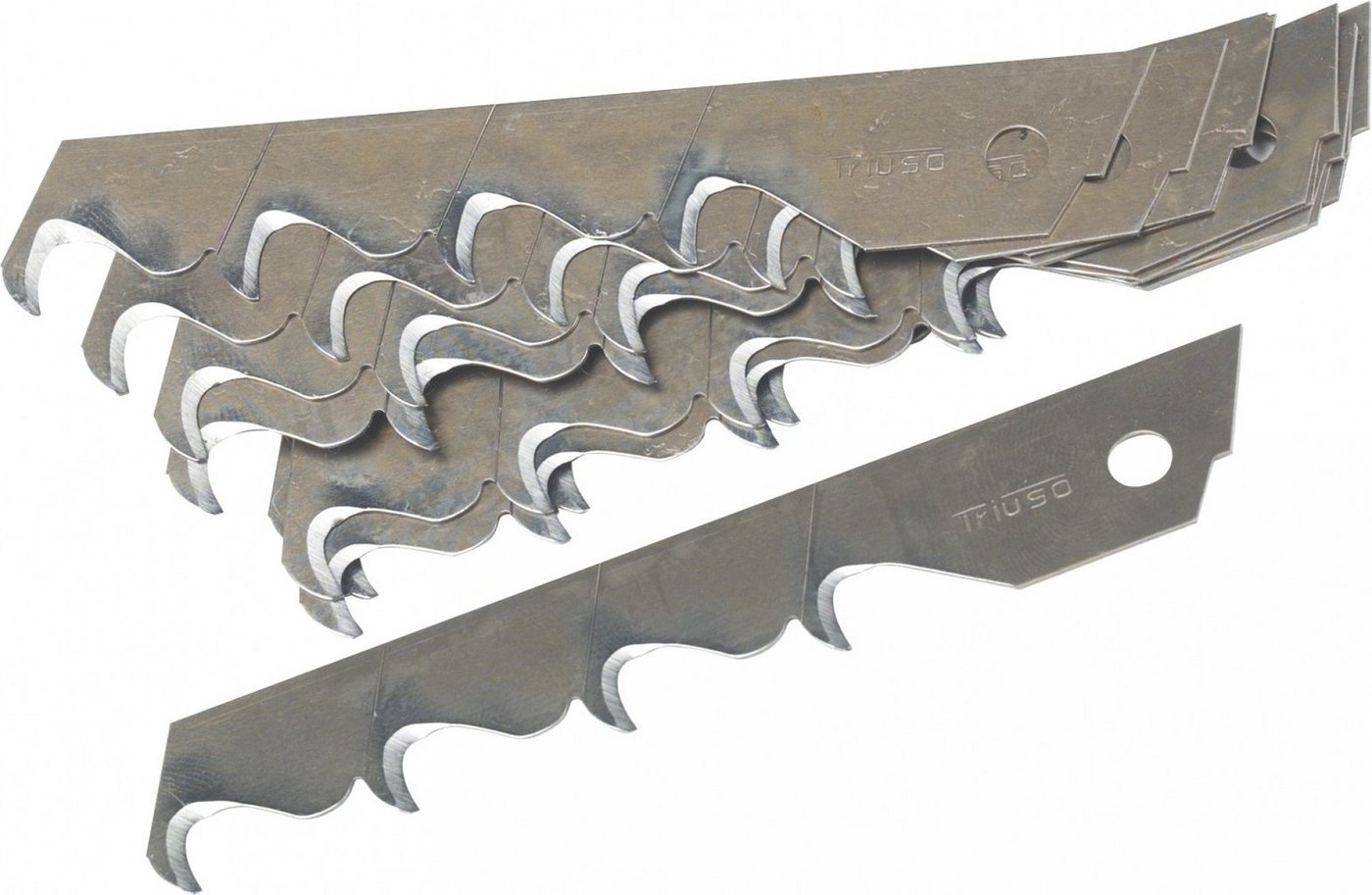 Triuso Cuttermesser Hakenklingen Abbrechklingen 100mm x 18mm, (50 Stück), in Vorratsbox von Triuso
