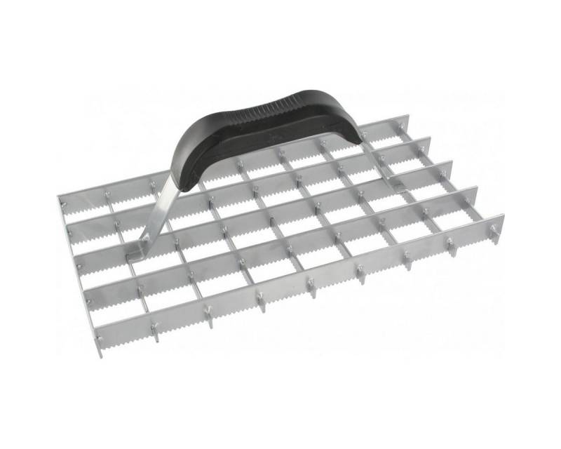 Triuso Maurerkelle Gitter-Rabott 140 x 290 mm gezahnt zum Egalisieren von Wänden und Abreiben von Putz von Triuso