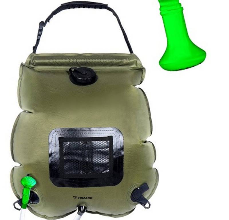 Trizand Gartendusche Campingdusche Touristendusche (Spar-Set, 1 St., einfache Installation), Doppel-Tasche, 40 cm Brauseschlauch, Trage- und Aufhängevorrichtung von Trizand