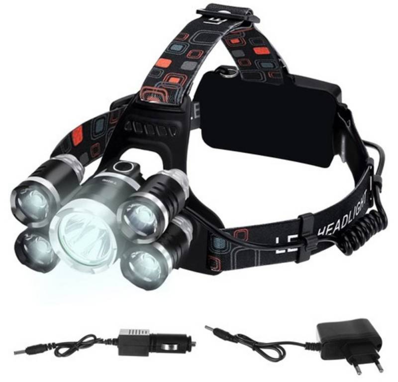 Trizand LED Stirnlampe LED-Scheinwerfer Kopflampe (Spar-Set, 1-St., Multifunktional), 90° neigbarer Lampenkopf für individuell anpassbaren Lichtwinkel von Trizand