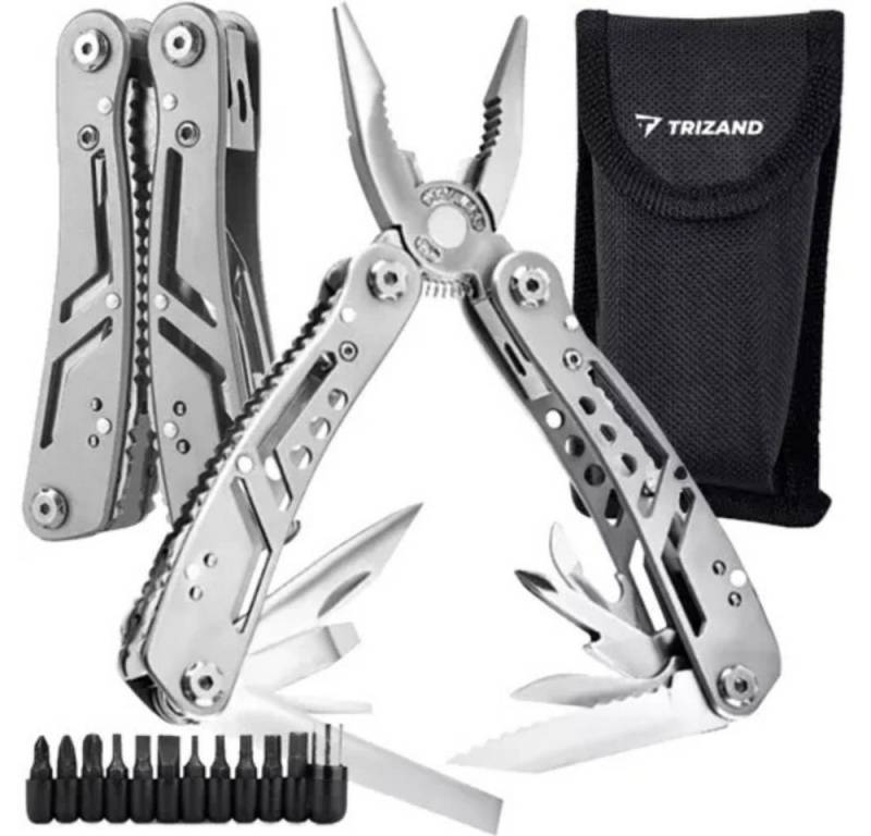 Trizand Multitool Survival Set 13 in 1, (Spar-Set, 1 St., 11 Bits), Multifunktionales Tool von Trizand