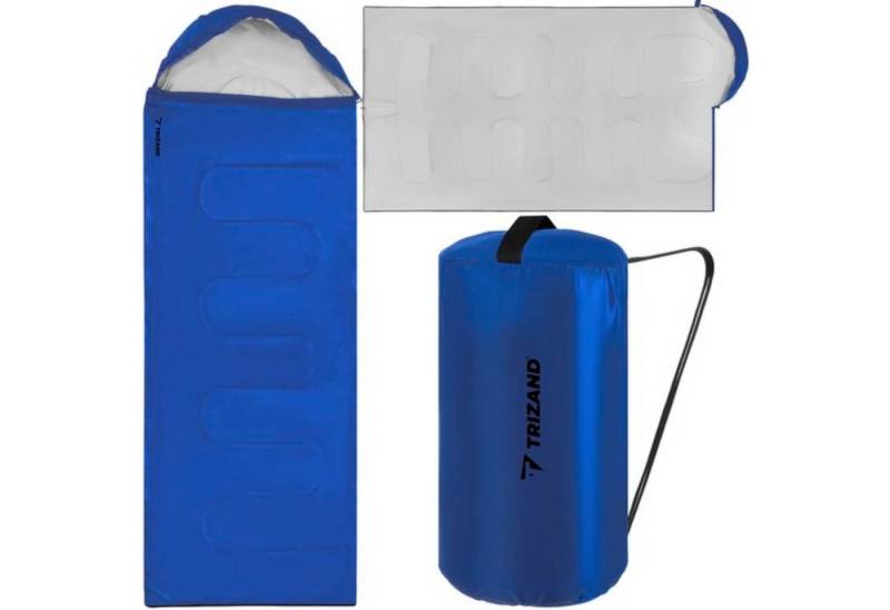 Trizand Schlafsack Blau / Schwarz Travel Touristen Schlafsack Mumienschlafsack (Schlafsack-Set, Schlafsack mit Aufbewahrungstasche), Touristischer Schlafsack mit 2-in-1-Funktion und Hohlfaserfüllung. von Trizand
