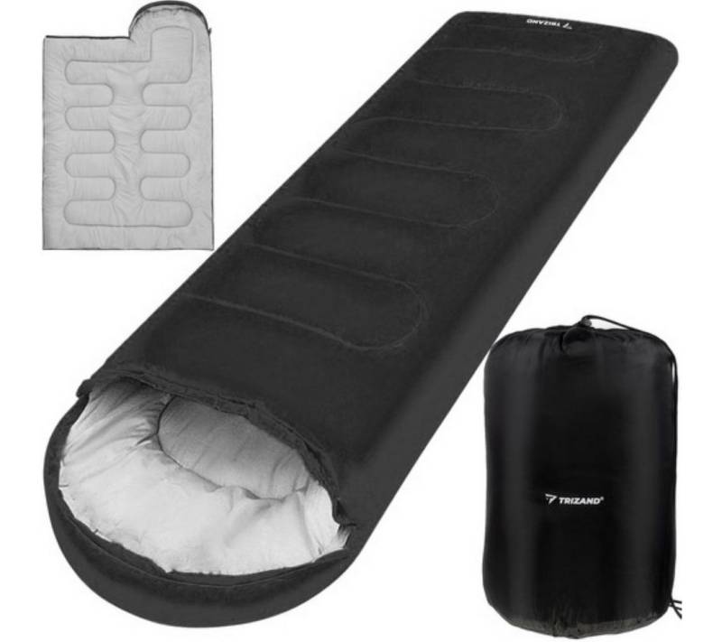 Trizand Schlafsack Blau / Schwarz Travel Touristen Schlafsack Mumienschlafsack (Schlafsack-Set, Schlafsack mit Aufbewahrungstasche), Touristischer Schlafsack mit 2-in-1-Funktion und Hohlfaserfüllung. von Trizand