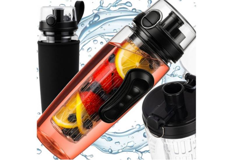 Trizand Trinkflasche Sport-Trinkflasche 1 L mit Fruchteinsatz auslaufsicher und BPA-frei, Auslaufsicher langlebig, leicht zu reinigen, 1 l Fassungsvermögen von Trizand
