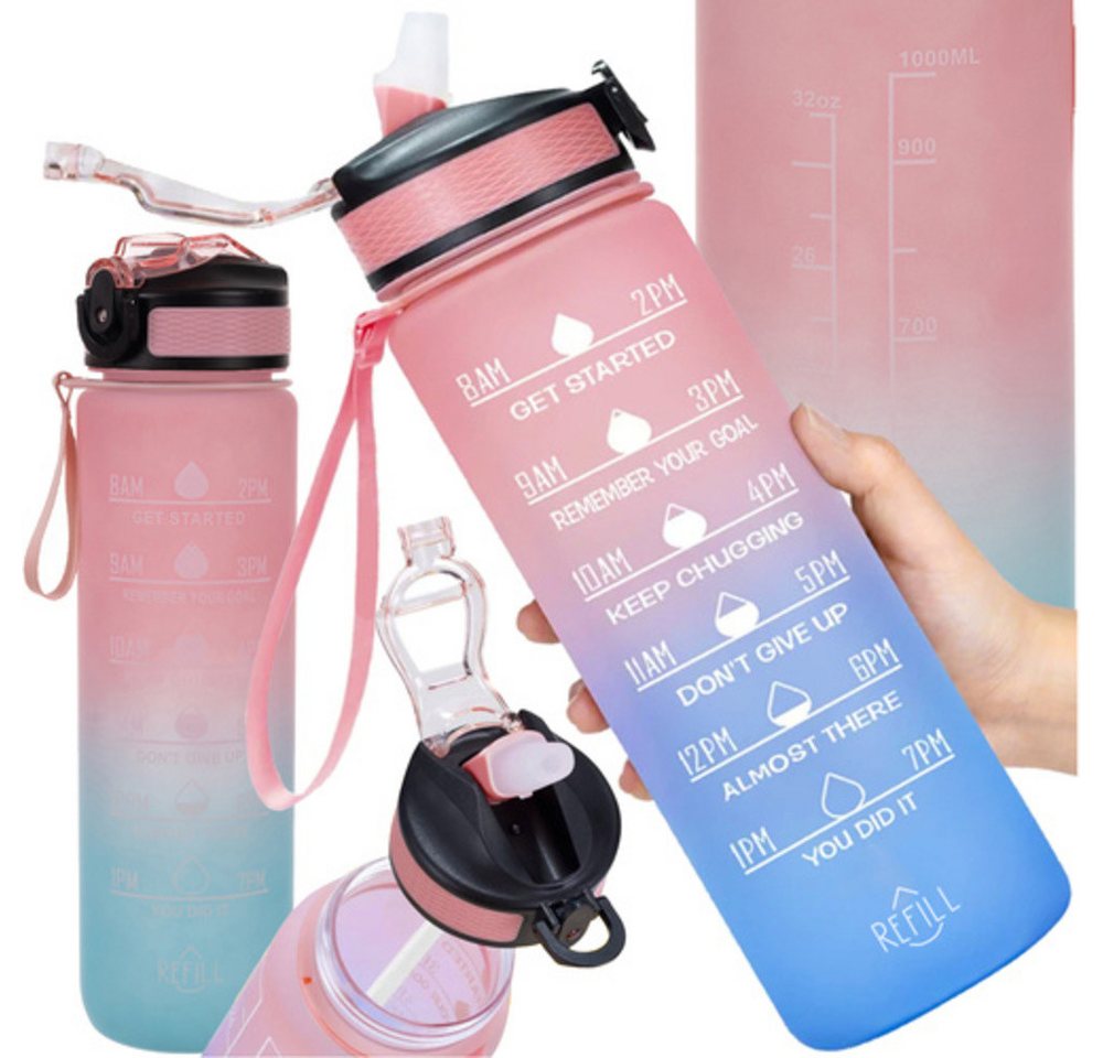 Trizand Trinkflasche Wasserflasche 1L, Trinkhalm, Griff und Stirnband sorgen für bequeme Nutzung im Alltag Trizand Trinkflasche Wasserflasche 1L, Trinkhalm, Griff und Stirnband sorgen für bequeme Nutzung im Alltag von Trizand