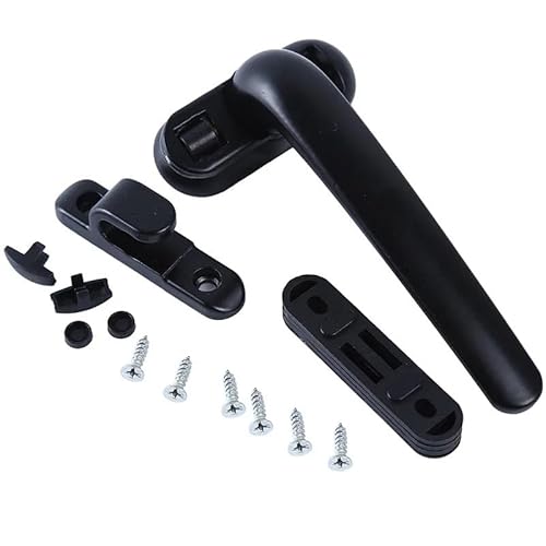 Abschliessbarer Fenstergriff,Fenstergriffe 2 stücke Universal Fenster Griff Schloss Flügelfenster Rad Schwarz Hardware Möbel Liefert Tür Und Griffe(Black Right) von TroHollis
