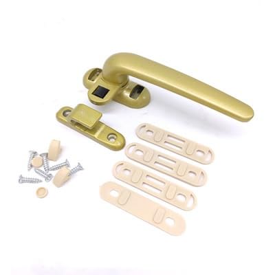 Abschliessbarer Fenstergriff,Fenstergriffe Langlebiger Flügelfenster-Radgriff mit Schloss Home Hotel Schiebetür Fenster Hardware Ersatzteile(Golden,Left) von TroHollis