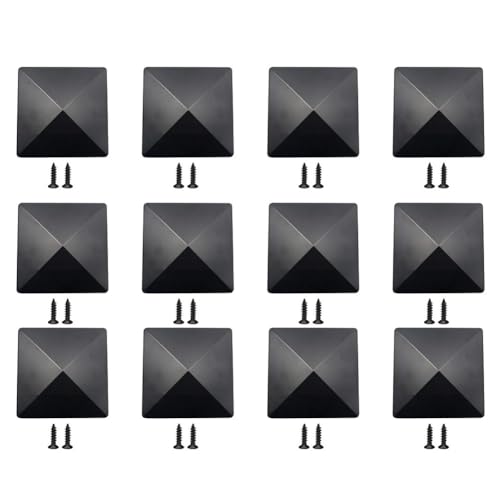 Pfostenkappe,Zaunpfosten Kappen 4x4 Pfostenkappe, schwarze Pyramidenkappe aus Kunststoff, Heimwerkerbedarf, verlängert die Lebensdauer Ihrer Pfosten, lichtbeständiges Material(12pcs) von TroHollis
