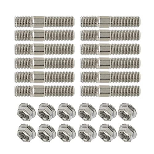 Radmuttern,Radschrauben 23/3/5/6/8/8/12 Stück 10mm Abgasbolzen Bolzen Gezahnte Nüsse M10x1.25 Verteiler Flanschbolzen Muttern Kit(12 pcs) von TroHollis