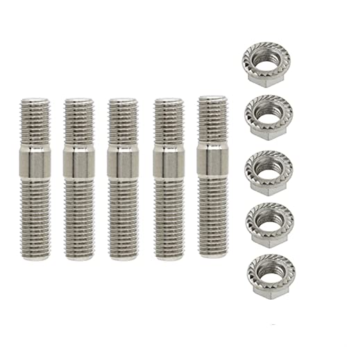 Radmuttern,Radschrauben 23/3/5/6/8/8/12 Stück 10mm Abgasbolzen Bolzen Gezahnte Nüsse M10x1.25 Verteiler Flanschbolzen Muttern Kit(5 pcs) von TroHollis