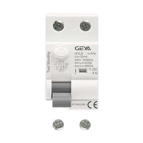 Sicherungsautomat,Leitungsschutzschalter GYL9 A Typ RCD Fehlerstrom-Schutzschalter AC ELCB 2 Pole 40A 63A 30mA 100mA 300mA RCCB(2P 63A,300mA) von TroHollis
