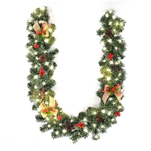 Weihnachtsgirlande,Girlande Weihnachten 1.8/2,7 M Weihnachten Girlande Kranz Künstliche Baum Verzierung Kamin Dekor Weihnachtsdekoration(1.8m) von TroHollis