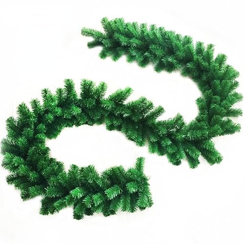 Weihnachtsgirlande,Girlande Weihnachten 2.7m Künstliche Grüne Weihnachten Girlande Kranz Home Party Dekoration Kiefer Rattan Hängende Verzierung(2.7m 200 Heads) von TroHollis