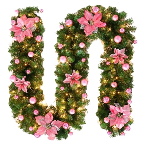 Weihnachtsgirlande,Girlande Weihnachten Grüne Garland String Light Weihnachtsdekoration(Pink) von TroHollis