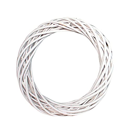 Weihnachtsgirlande,Girlande Weihnachten Weiße Girlande Wicker Runde Design Weihnachtsbaum Rattan Kranz Ornament Ring Dekoration Home Party Hängende Blume Handwerk(White 10cm) von TroHollis